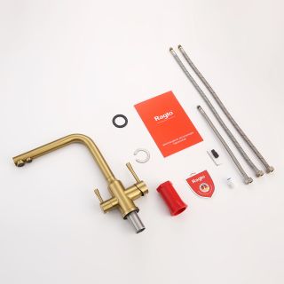 Смеситель для кухни Raglo R81.61.03 с подключением фильтра золотой сатин